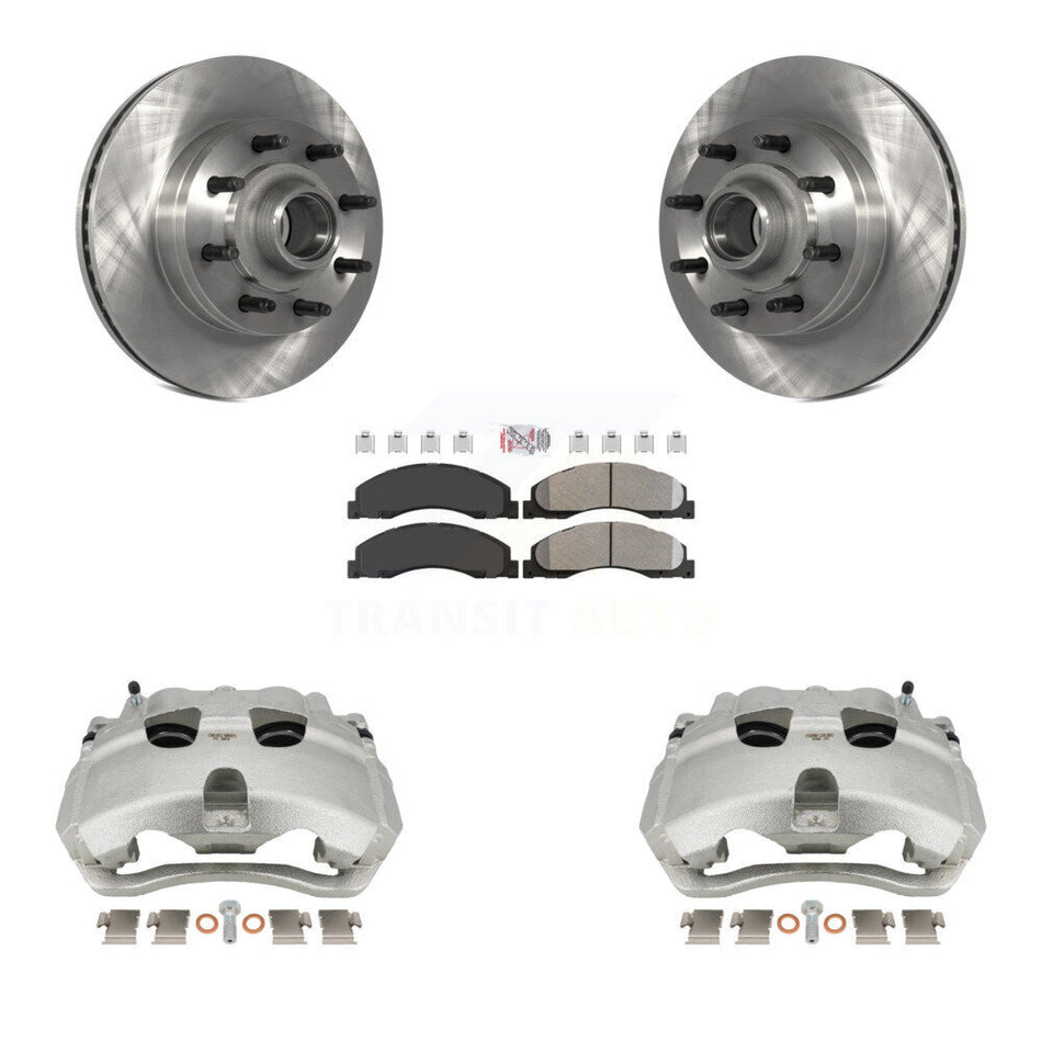 Front Brake Caliper Rotors & Semi-Metallic Pad Kit For Ford E-350 Super Duty E-250 E-150 KC8-101350N
