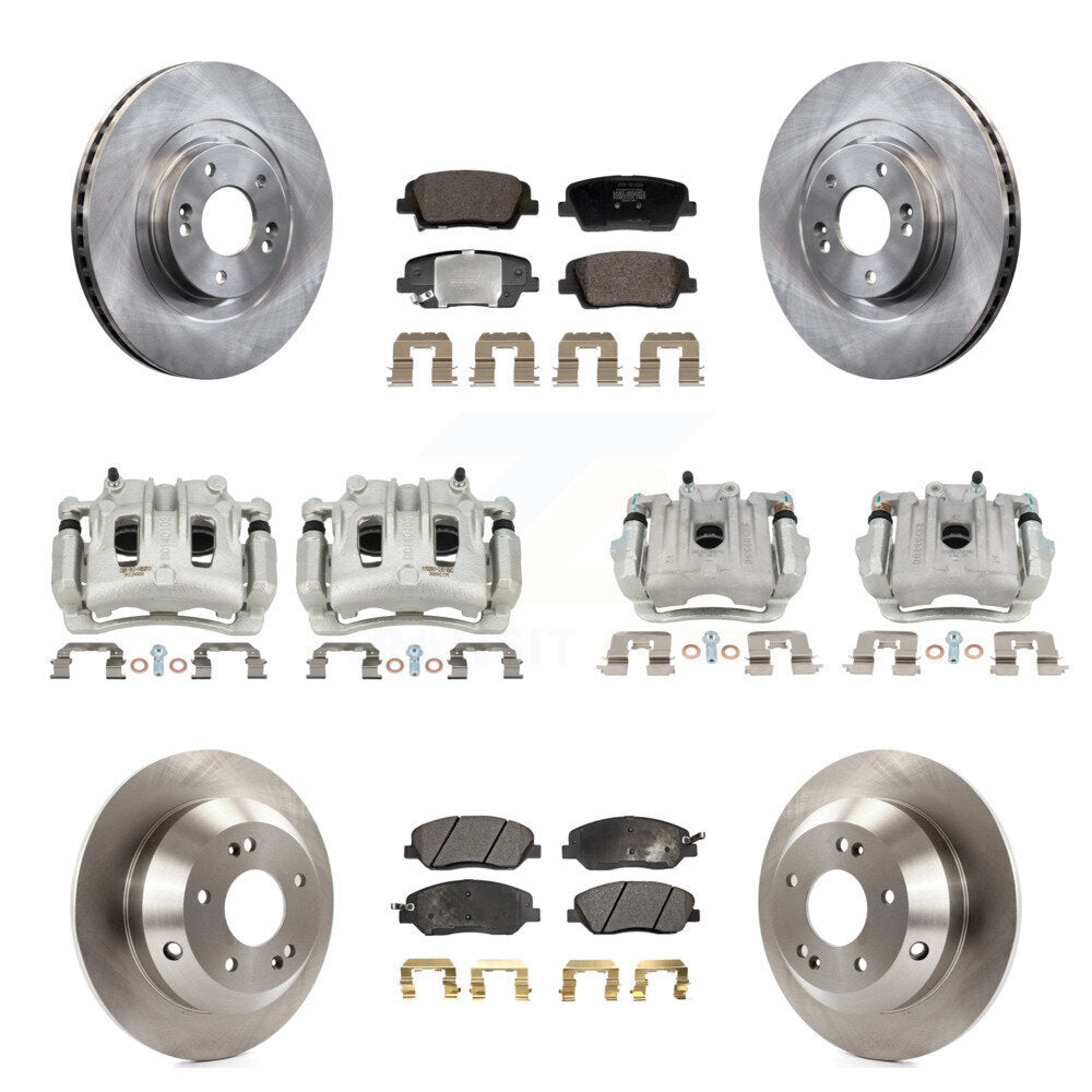 Front Rear Brake Caliper Rotor Semi-Metallic Pad Kit (10Pc) For Hyundai Santa Fe XL 3.3L KC8-101350P