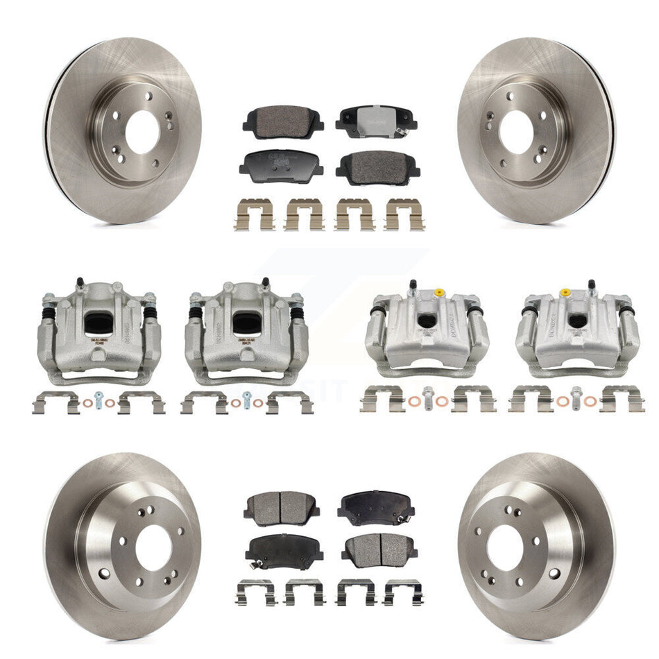 Front Rear Brake Caliper Rotor & Ceramic Pad Kit (10Pc) For Hyundai Santa Fe Kia Sorento KC8-101356T