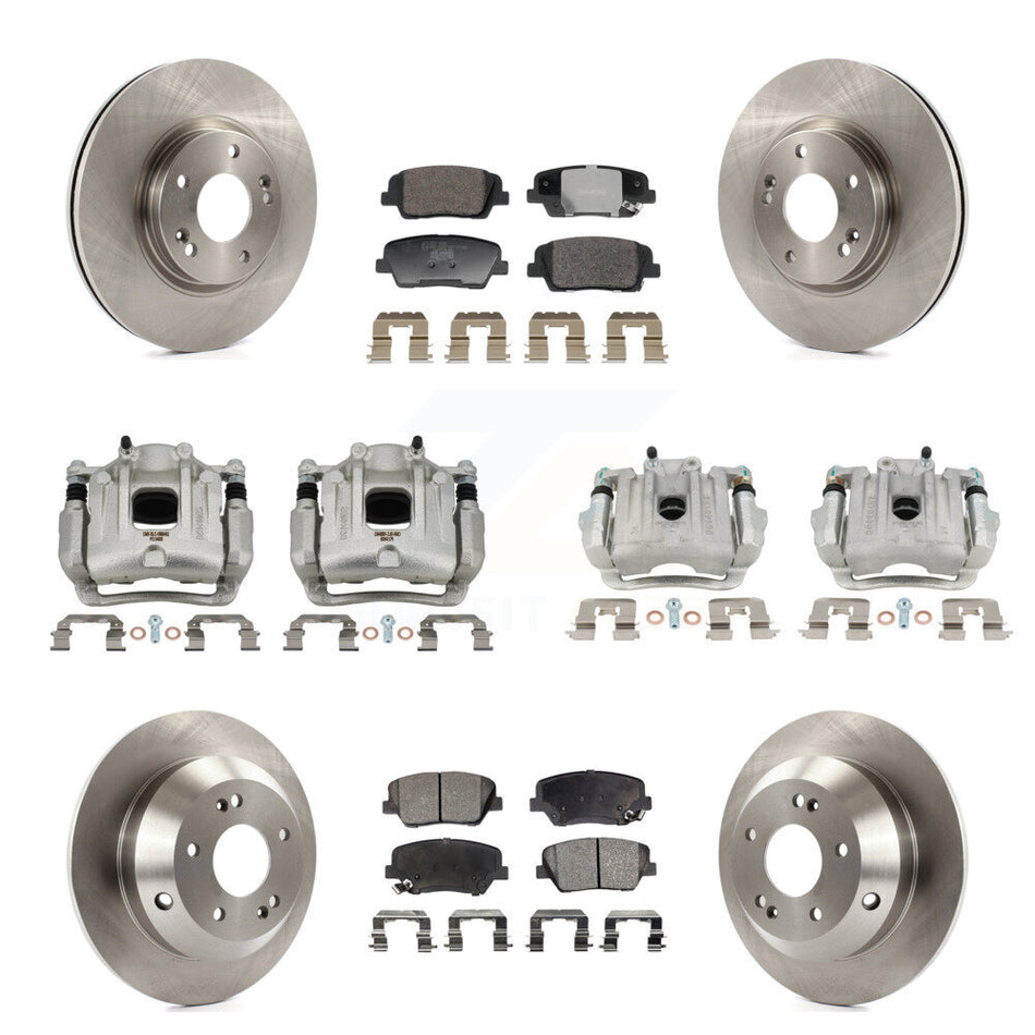 Front Rear Brake Caliper Rotor & Ceramic Pad Kit (10Pc) For Hyundai Santa Fe Kia Sorento KC8-101357T