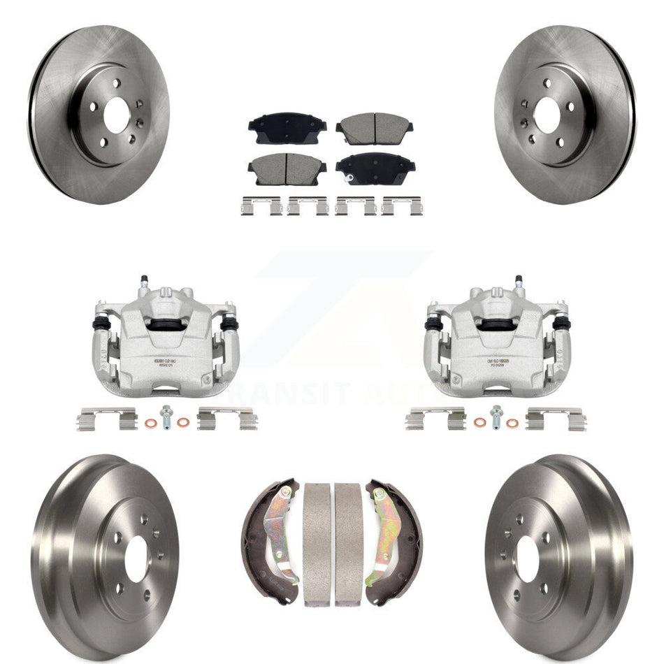 Front Rear Brake Caliper Rotors Drum Ceramic Pads Kit (8Pc) For 2013-2017 Chevrolet Trax KC8-101358C
