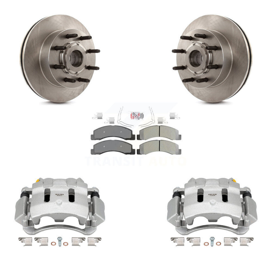 Front Disc Brake Caliper Rotors And Semi-Metallic Pads Kit For 2005 Ford Excursion RWD KC8-101358N
