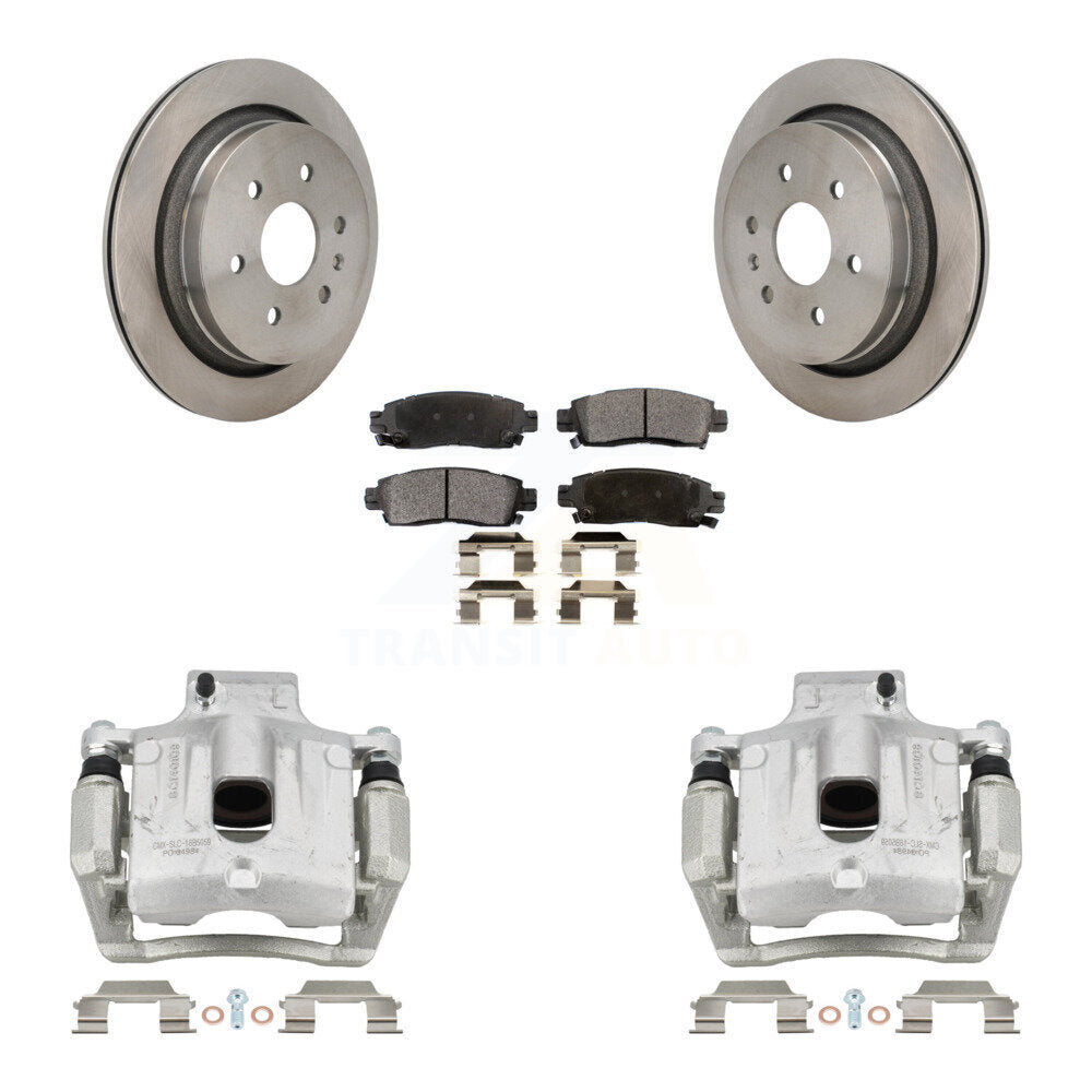 Rear Disc Brake Caliper Rotors And Semi-Metallic Pads Kit For Cadillac XTS KC8-101358P