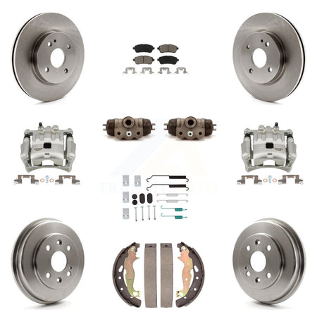 Front Rear Brake Caliper Rotors Drum Ceramic Pad Shoe Cylinder & Hardware Kit (11Pc) For KC8-101359C