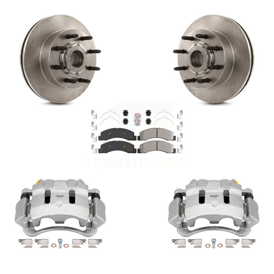 Front Disc Brake Caliper Rotors And Semi-Metallic Pads Kit For 2005 Ford Excursion RWD KC8-101359N