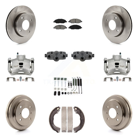 Front Rear Brake Caliper Rotor Drum Semi-Metallic Pad Shoe Cylinder Hardware Kit (11Pc) For KC8-1013