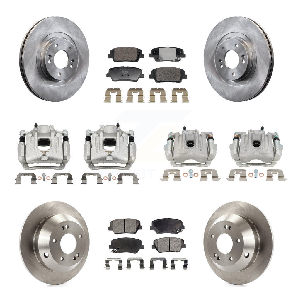 Front Rear Disc Brake Caliper Rotors & Ceramic Pad Kit (10Pc) For Hyundai Santa Fe Sport KC8-101359T