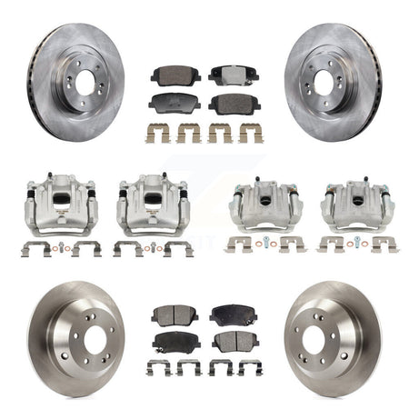 Front Rear Disc Brake Caliper Rotors & Ceramic Pad Kit (10Pc) For Hyundai Santa Fe Sport KC8-101359T