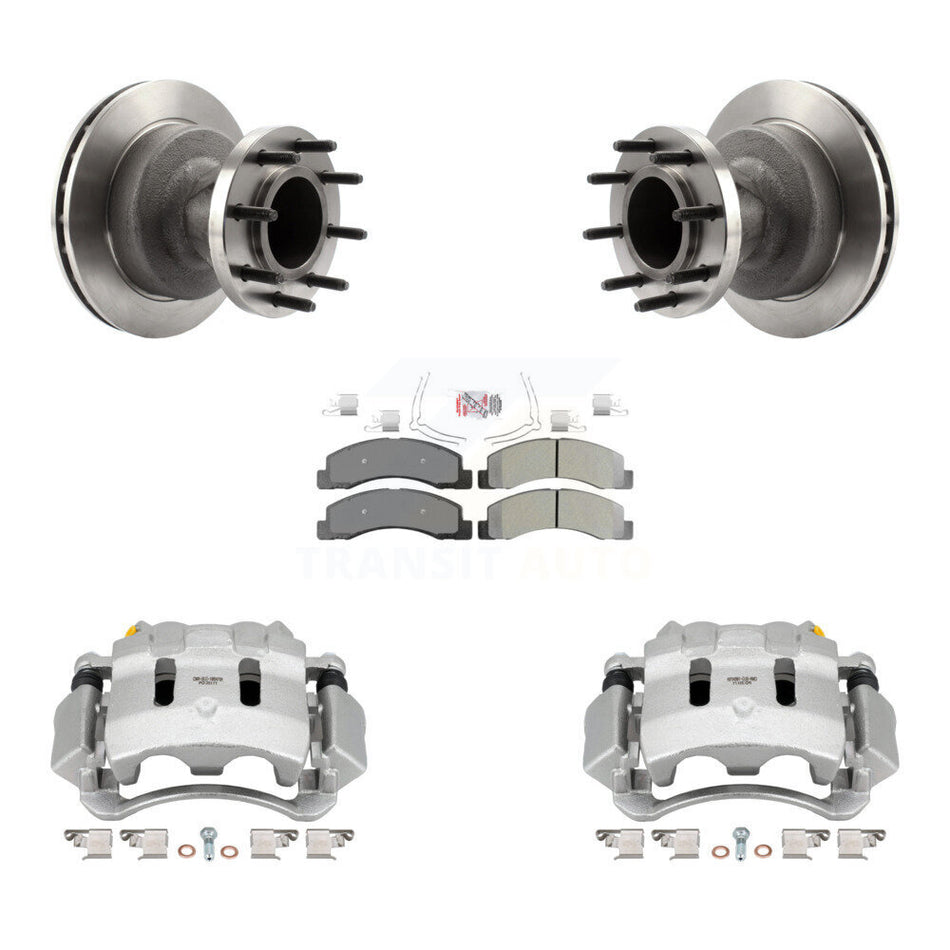 Front Disc Brake Caliper Rotors And Semi-Metallic Pads Kit For Ford F-350 Super Duty KC8-101360N