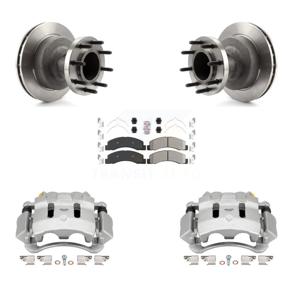 Front Disc Brake Caliper Rotors And Semi-Metallic Pads Kit For Ford F-350 Super Duty KC8-101361N