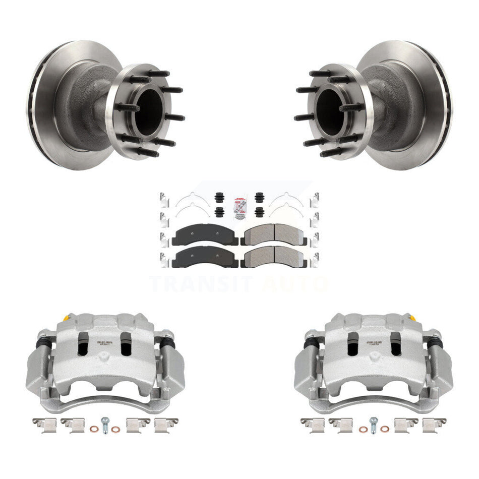 Front Disc Brake Caliper Rotors And Semi-Metallic Pads Kit For Ford F-350 Super Duty KC8-101361N