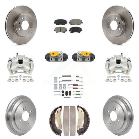 Front Rear Brake Caliper Rotor Drum Semi-Metallic Pad Shoe Cylinder Hardware Kit (11Pc) For KC8-1013