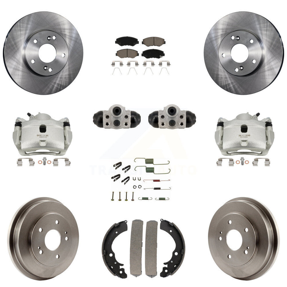 Front Rear Brake Caliper Rotors Drum Ceramic Pad Shoe Cylinder & Hardware Kit (11Pc) For KC8-101364C