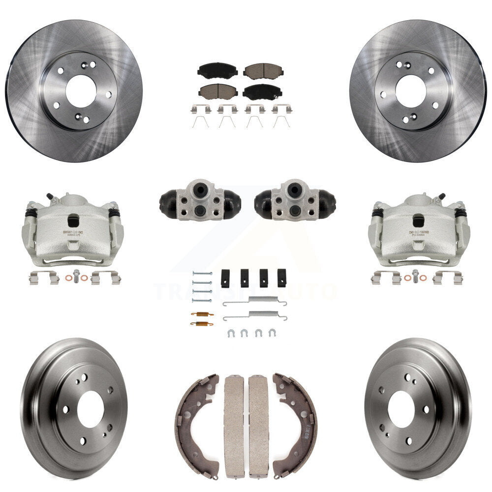 Front Rear Brake Caliper Rotors Drum Ceramic Pad Shoe Cylinder & Hardware Kit (11Pc) For KC8-101365C