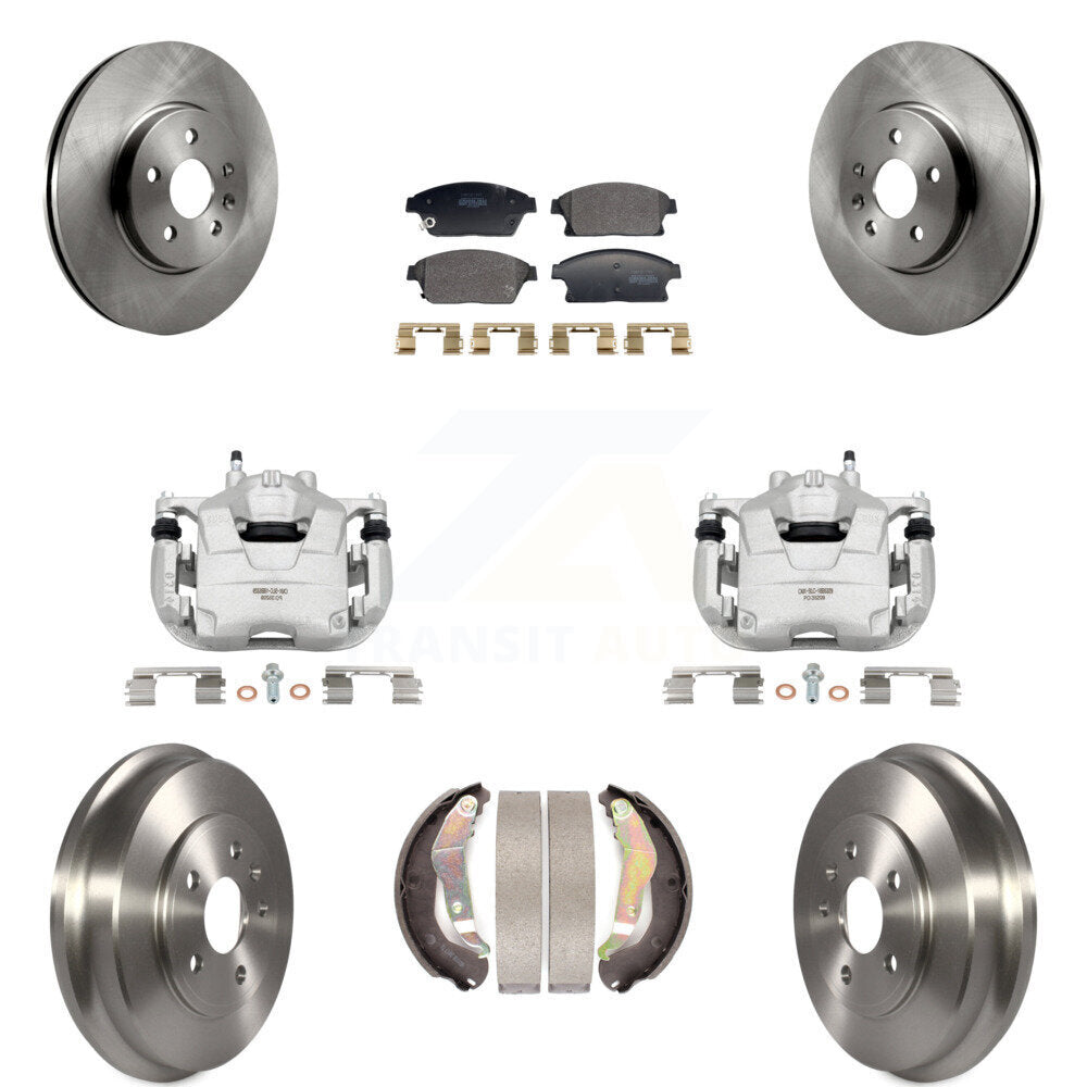 Front Rear Brake Caliper Rotor Drum Semi-Metallic Pad Kit (8Pc) For 13-17 Chevrolet Trax KC8-101365P