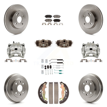 Front Rear Disc Brake Caliper Rotors Drum Semi-Metallic Pad Shoe Cylinder Kit (11Pc) For KC8-101366P