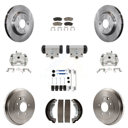 Front Rear Brake Caliper Rotors Drum Ceramic Pad Shoe Cylinder & Hardware Kit (11Pc) For KC8-101368C