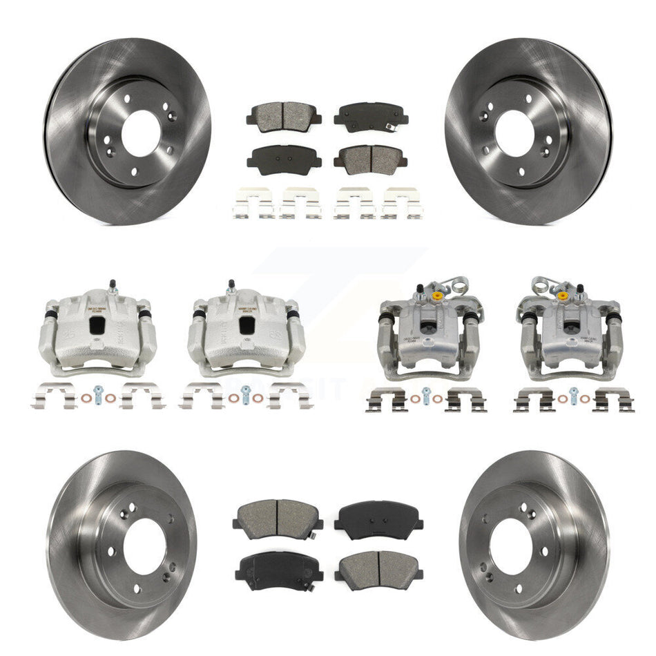 Front Rear Brake Caliper Rotors & Semi-Metallic Pad Kit (10Pc) For Hyundai Elantra Coupe KC8-101369S