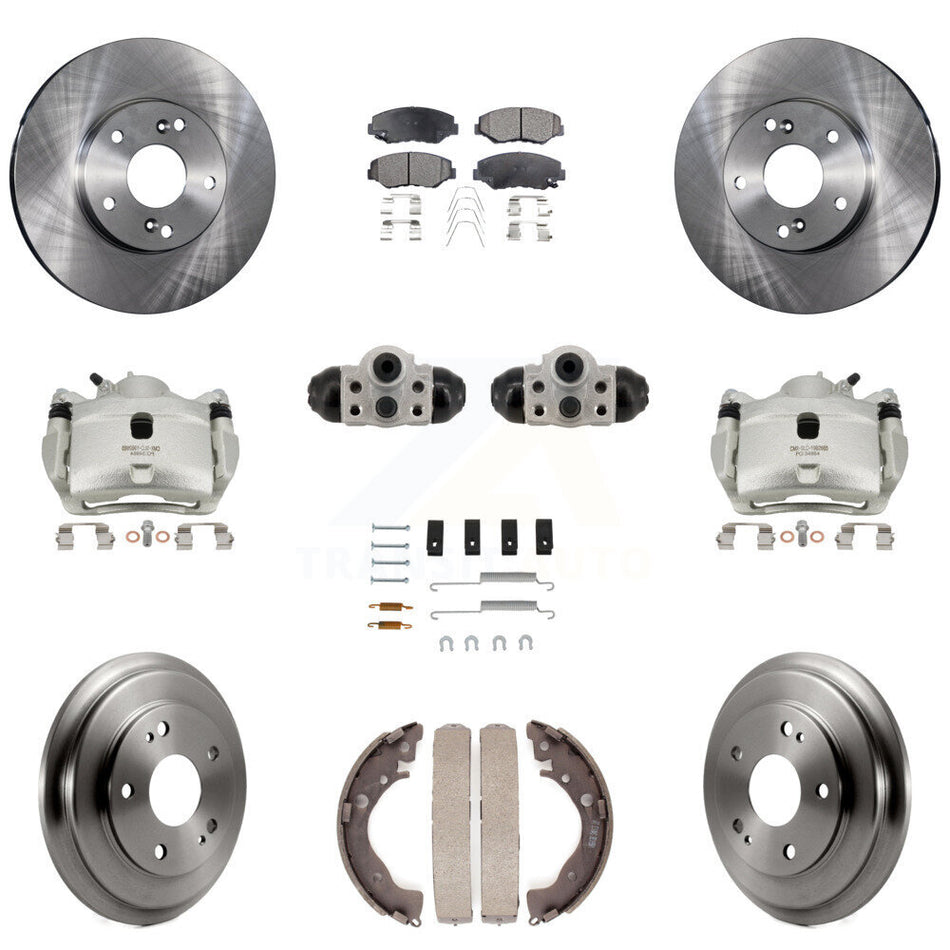 Front Rear Brake Caliper Rotor Drum Semi-Metallic Pad Shoe Cylinder Hardware Kit (11Pc) For KC8-1013