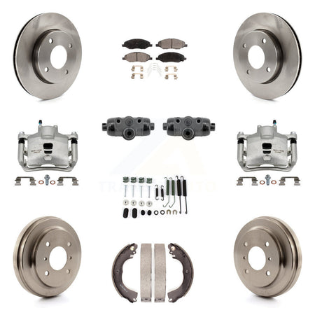 Front Rear Brake Caliper Rotor Drum Semi-Metallic Pad Shoe Cylinder Hardware Kit (11Pc) For KC8-1013