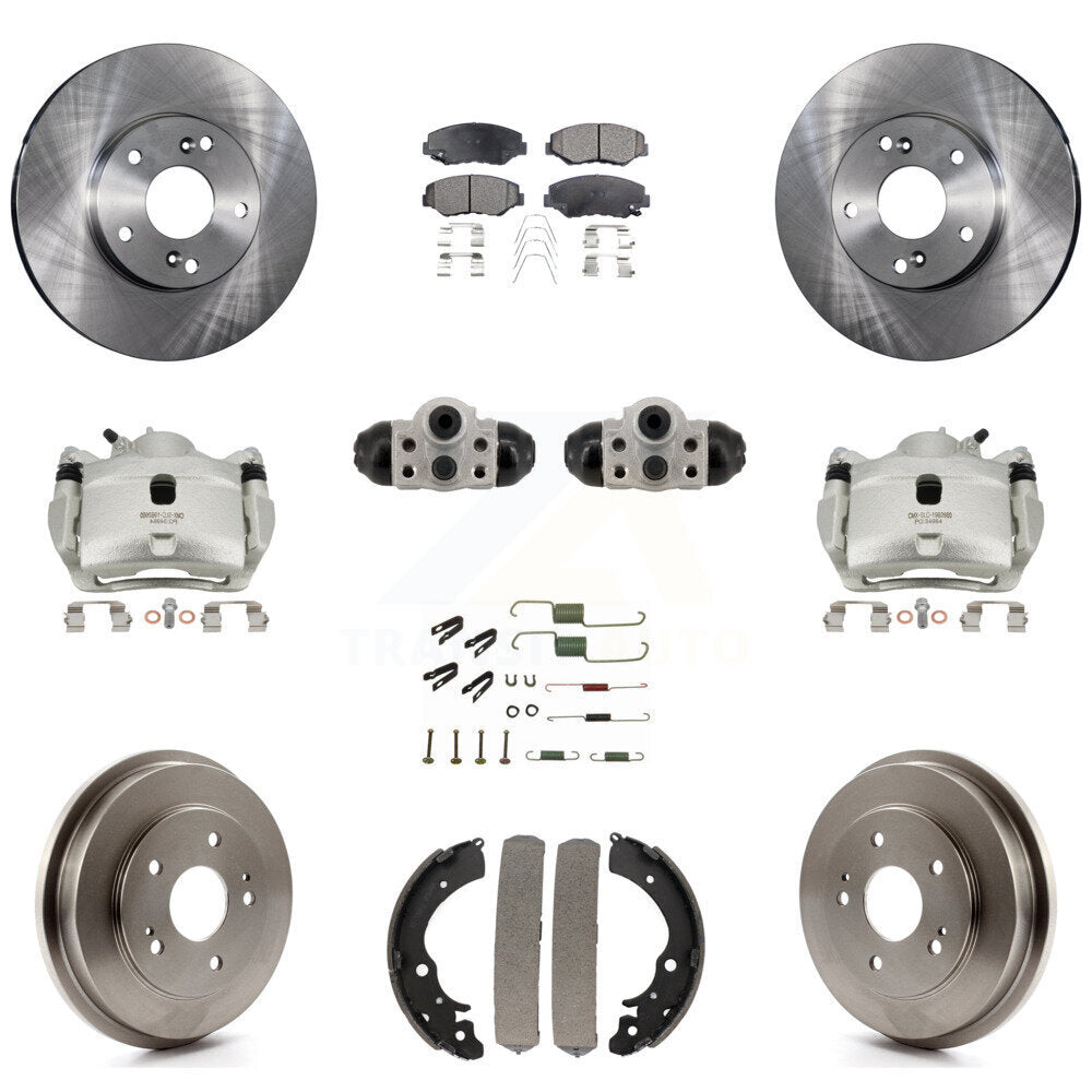 Front Rear Brake Caliper Rotor Drum Semi-Metallic Pad Shoe Cylinder Hardware Kit (11Pc) For KC8-1013