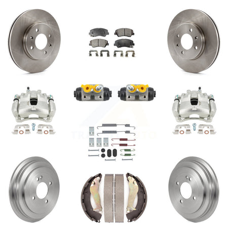 Front Rear Brake Caliper Rotor Drum Semi-Metallic Pad Shoe Cylinder Hardware Kit (11Pc) For KC8-1013