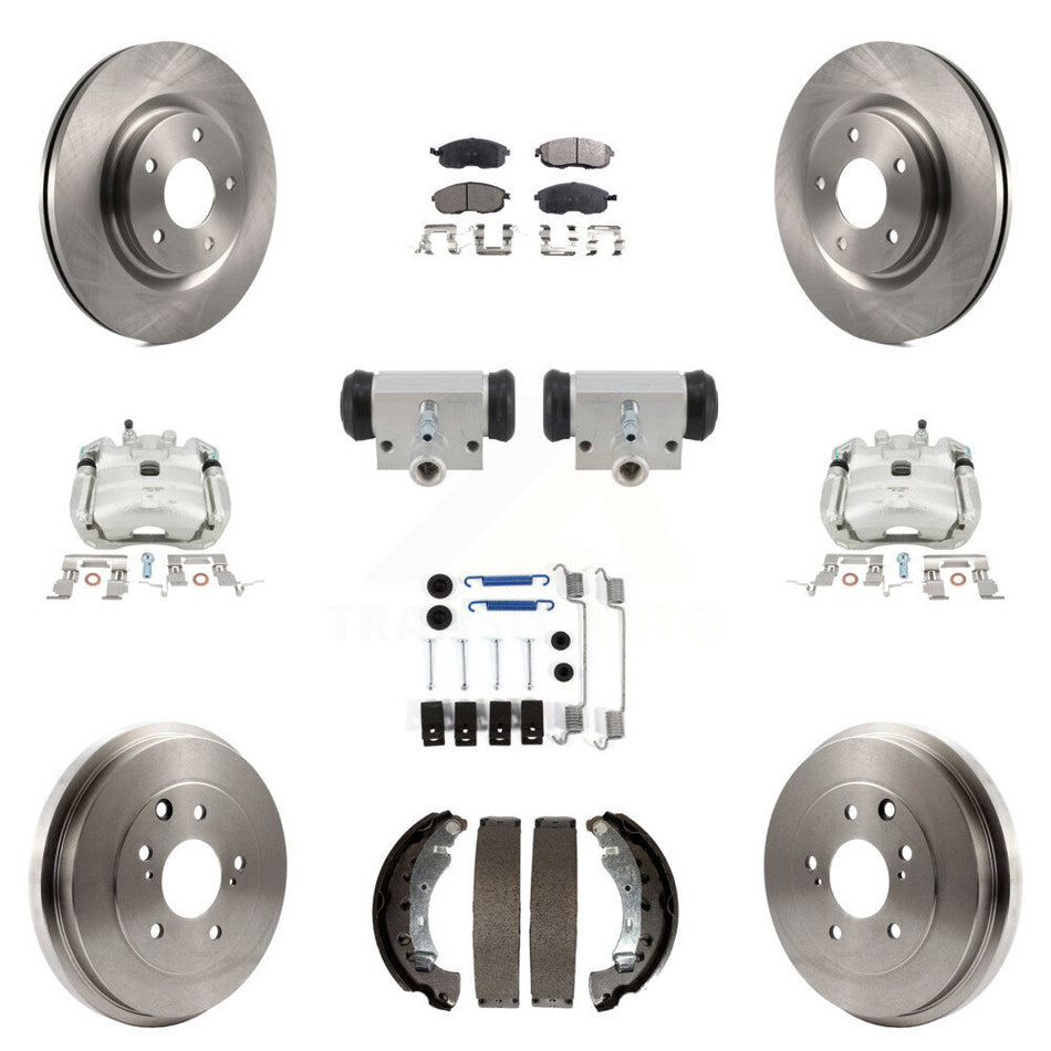 Front Rear Brake Caliper Rotor Drum Semi-Metallic Pad Shoe Cylinder Hardware Kit (11Pc) For KC8-1013