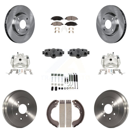 Front Rear Brake Caliper Rotors Drum Ceramic Pad Shoe Cylinder & Hardware Kit (11Pc) For KC8-101388T