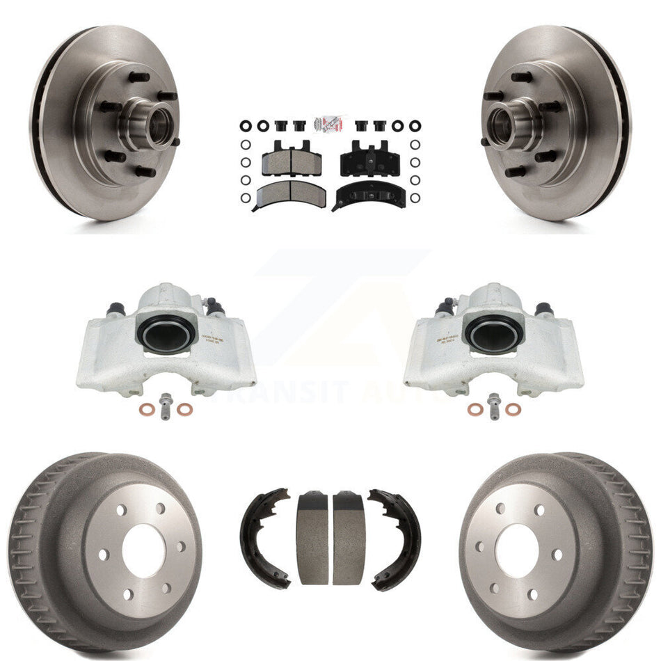 Front Rear Disc Brake Caliper Rotors Drums Semi-Metallic Pads Kit (8Pc) For C2500 Chevrolet GMC With 7200 Lb GVW KC8-101390N by Transit Auto