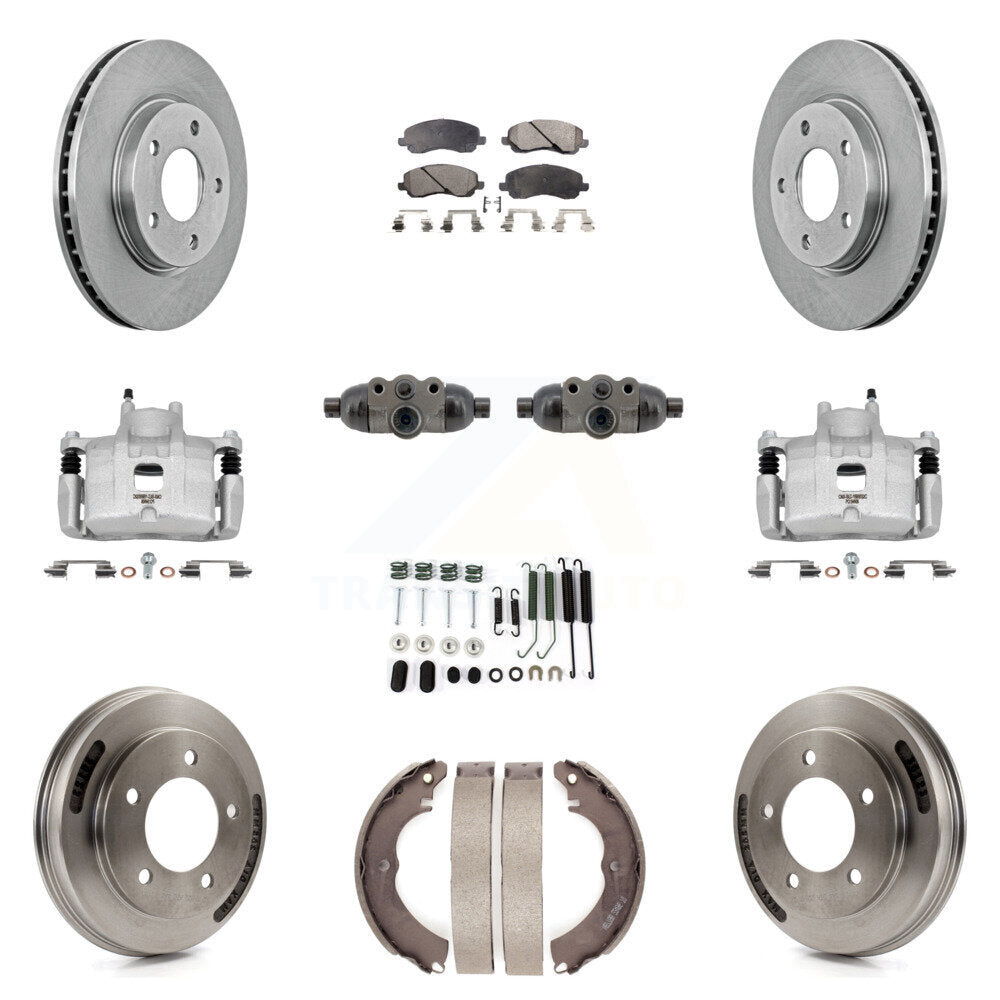 Front Rear Brake Caliper Rotors Drum Ceramic Pad Shoe Cylinder & Hardware Kit (11Pc) For KC8-101392T