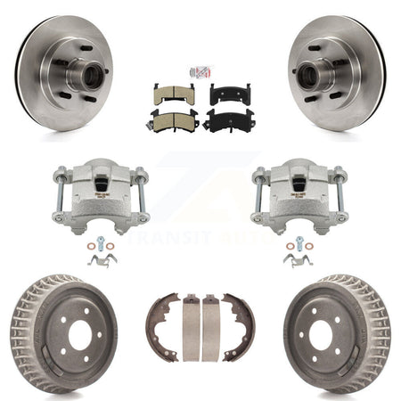 Front Rear Brake Caliper Rotors Drums Semi-Metallic Pads Kit (8Pc) For Chevrolet S10 GMC KC8-101395N
