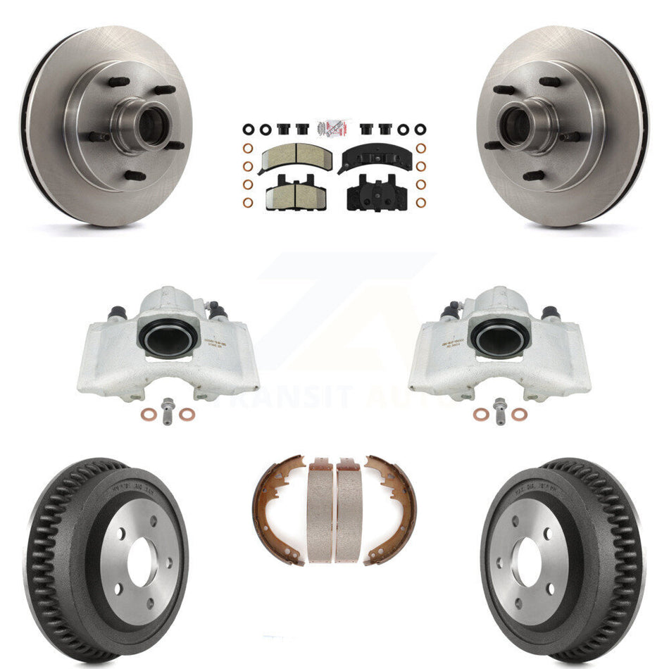 Front Rear Disc Brake Caliper Rotors Drums Semi-Metallic Pads Kit (8Pc) For 1994-1999 Dodge Ram 1500 RWD KC8-101399N by Transit Auto