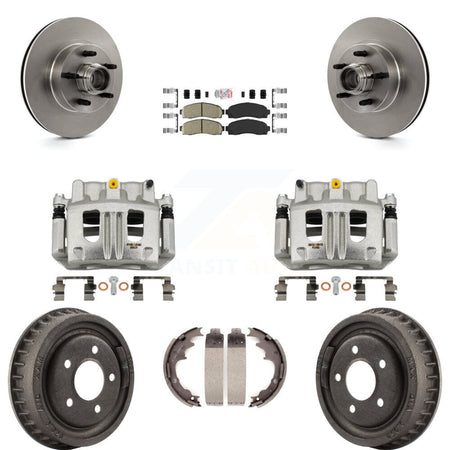 Front Rear Brake Caliper Rotors Drum Ceramic Pad Kit (8Pc) For 2006-2009 Ford Ranger RWD KC8-101402N
