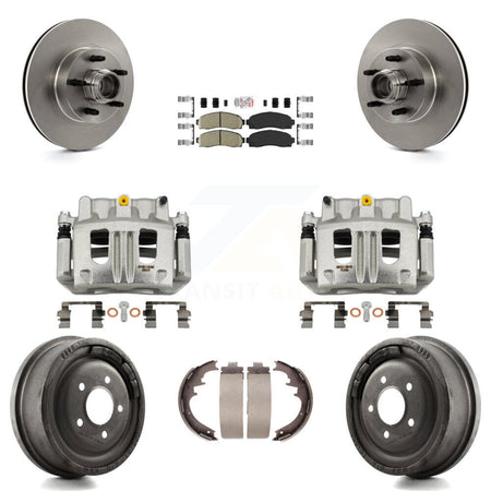 Front Rear Brake Caliper Rotors Drum Ceramic Pad Kit (8Pc) For 2006-2009 Ford Ranger RWD KC8-101404N