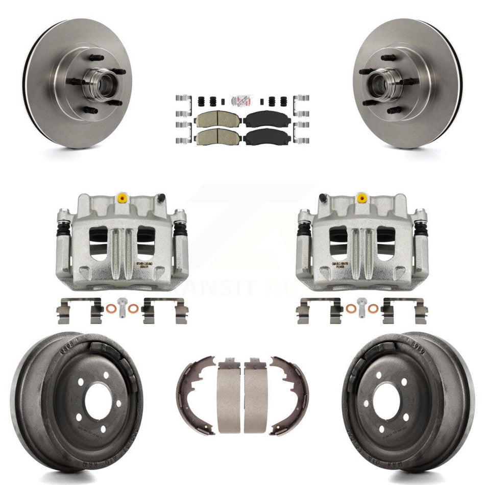 Front Rear Brake Caliper Rotors Drum Ceramic Pad Kit (8Pc) For 2006-2009 Ford Ranger RWD KC8-101404N