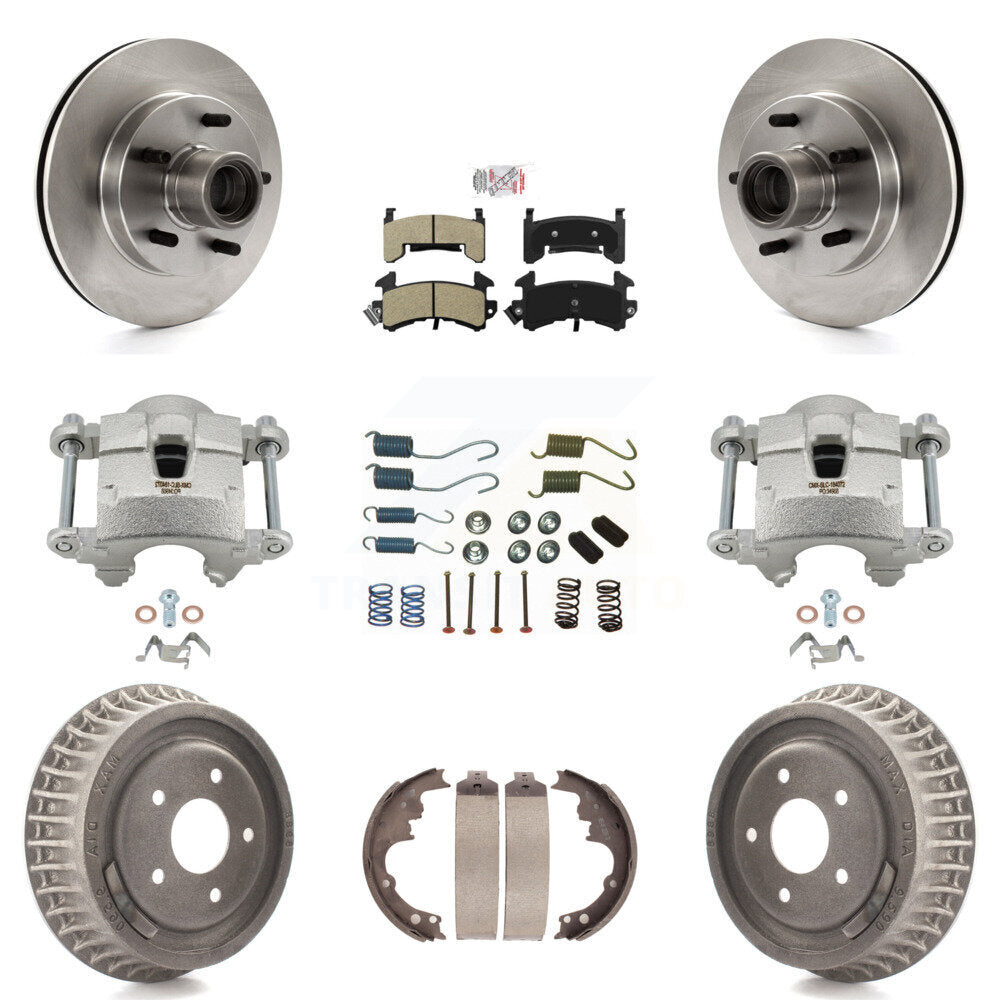 Front Rear Brake Caliper Rotors Drum Semi-Metallic Pad Shoe & Hardware Kit (9Pc) For S10 KC8-101419N