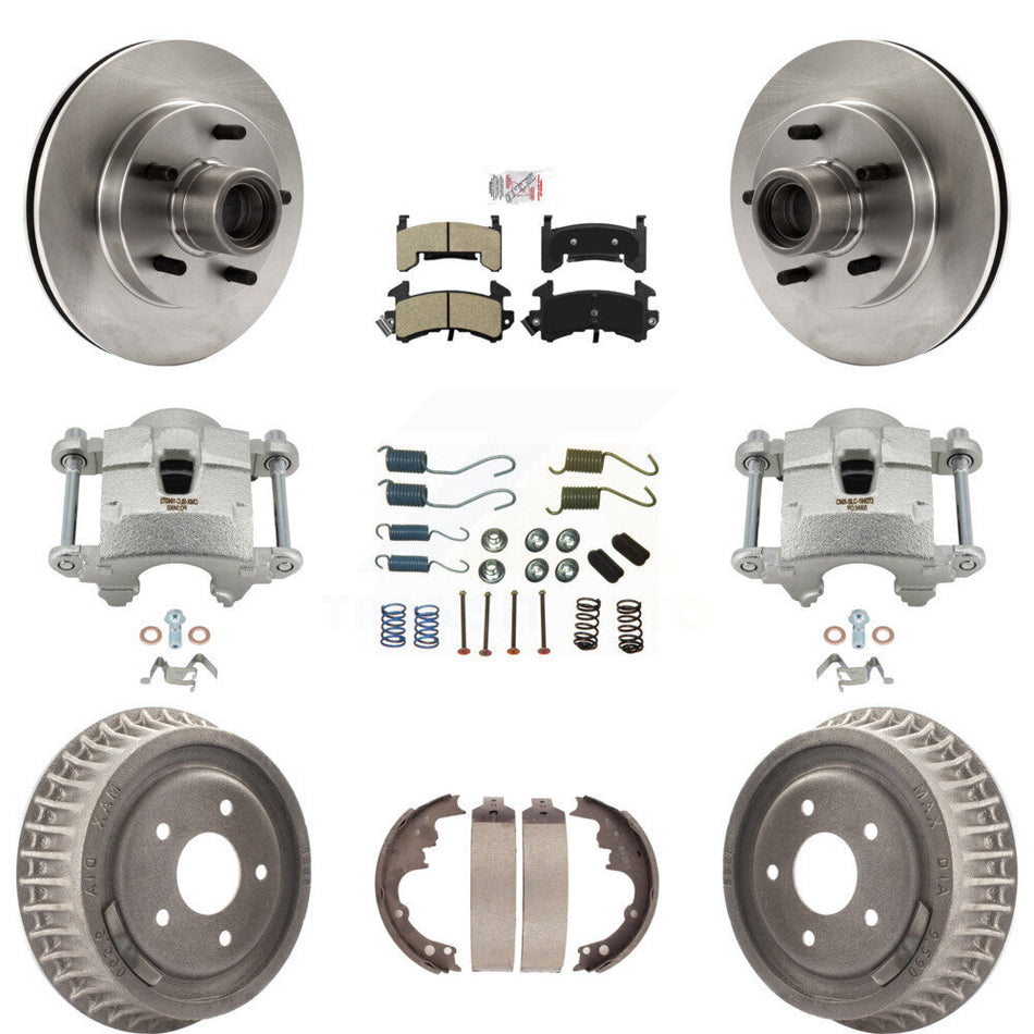 Front Rear Brake Caliper Rotors Drum Semi-Metallic Pad Shoe & Hardware Kit (9Pc) For S10 KC8-101419N