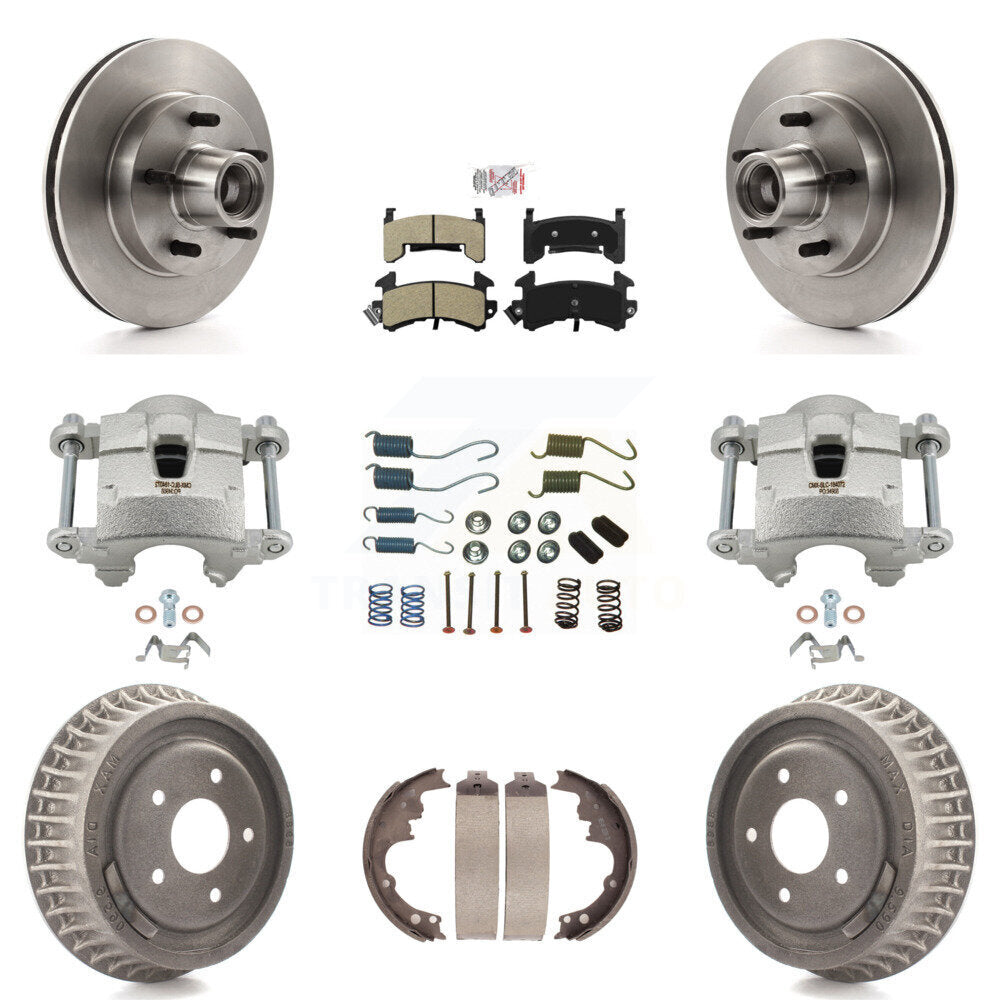 Front Rear Brake Caliper Rotors Drum Semi-Metallic Pad Shoe & Hardware Kit (9Pc) For S10 KC8-101420N