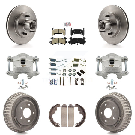 Front Rear Brake Caliper Rotors Drum Semi-Metallic Pad Shoe & Hardware Kit (9Pc) For S10 KC8-101420N