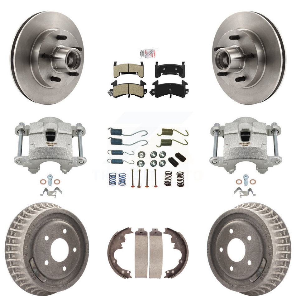 Front Rear Brake Caliper Rotors Drum Semi-Metallic Pad Shoe & Hardware Kit (9Pc) For S10 KC8-101420N