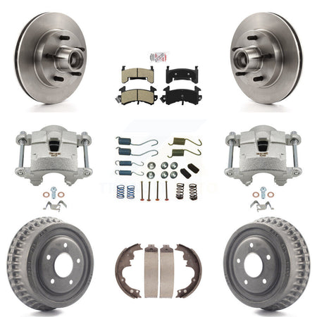 Front Rear Brake Caliper Rotor Drum Semi-Metallic Pad Shoe Hardware Kit (9Pc) For Camaro KC8-101421N