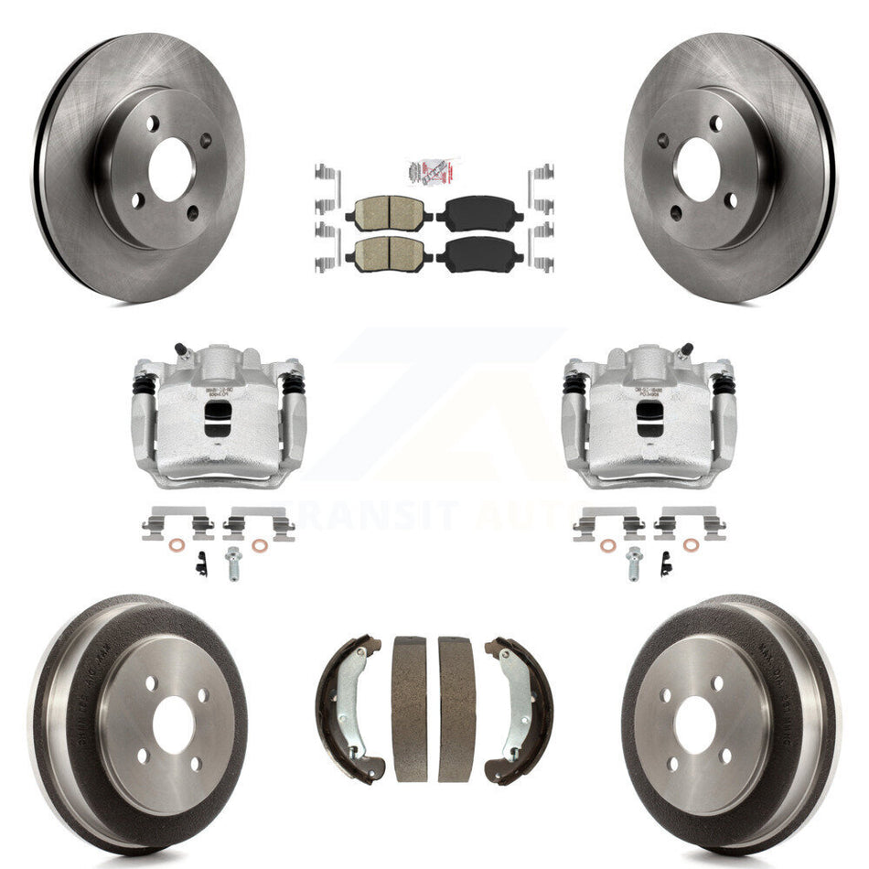 Front Rear Disc Brake Caliper Rotors Drum Ceramic Pad Kit (8Pc) For Saturn Ion Chevrolet KC8-101433N