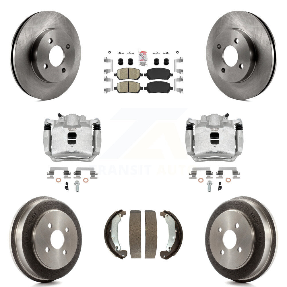 Front Rear Disc Brake Caliper Rotors Drum Ceramic Pad Kit (8Pc) For Saturn Ion Chevrolet KC8-101434N