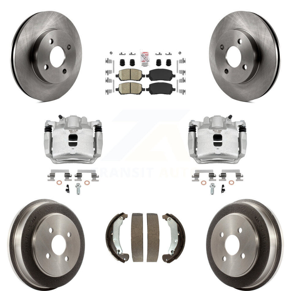Front Rear Disc Brake Caliper Rotors Drum Ceramic Pad Kit (8Pc) For Saturn Ion Chevrolet KC8-101434N