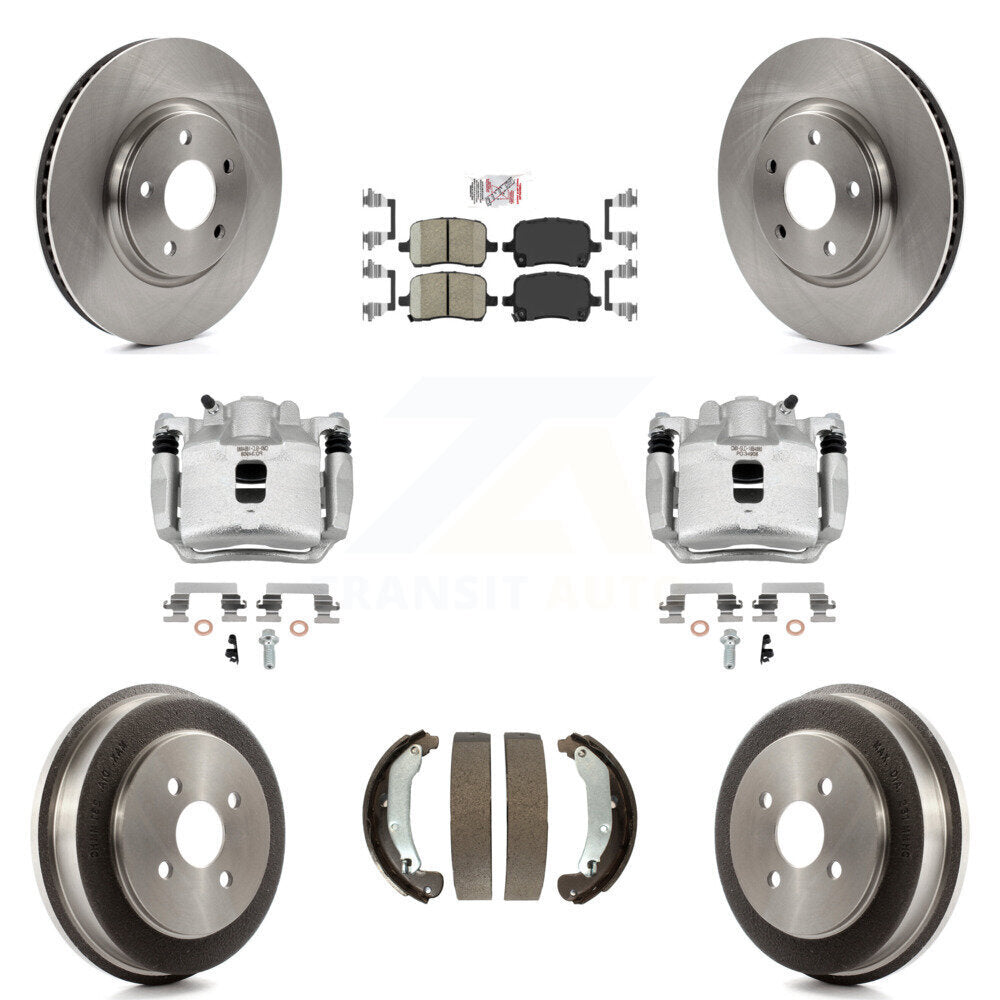 Front Rear Brake Caliper Rotors Drum Ceramic Pad Kit (8Pc) For 2006 Pontiac Pursuit 2.2L KC8-101435N