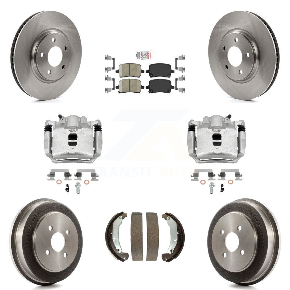 Front Rear Brake Caliper Rotors Drum Ceramic Pad Kit (8Pc) For 2006 Pontiac Pursuit 2.2L KC8-101435N