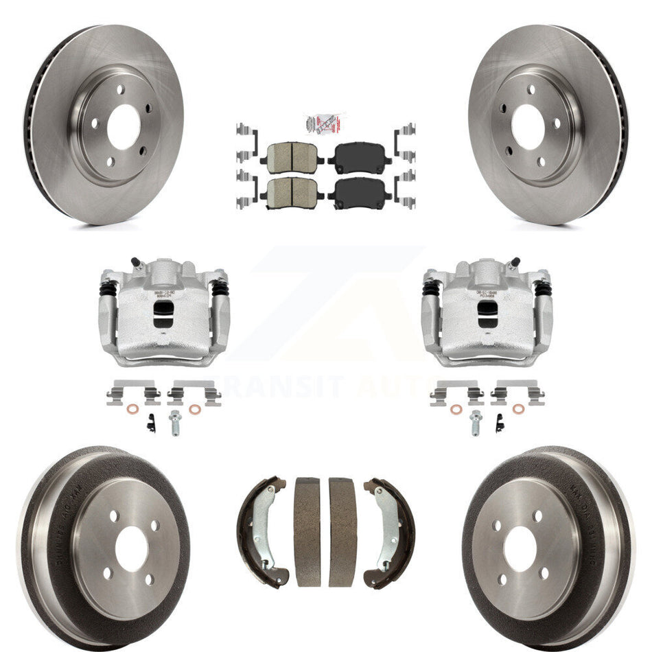 Front Rear Brake Caliper Rotors Drum Ceramic Pad Kit (8Pc) For 2006 Pontiac Pursuit 2.2L KC8-101435N