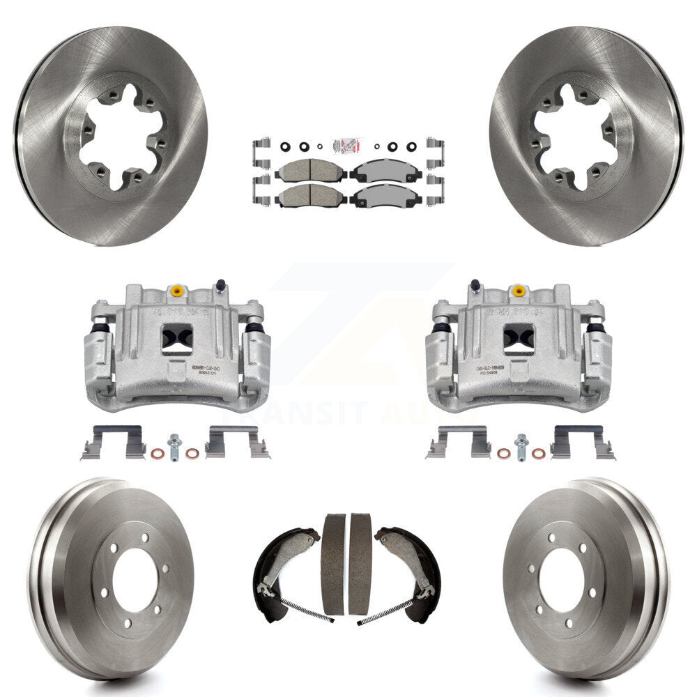 Front Rear Brake Caliper Rotors Drums Ceramic Pads Kit (8Pc) For Chevrolet Colorado GMC KC8-101452N