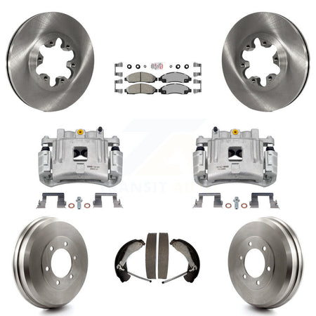 Front Rear Brake Caliper Rotors Drums Ceramic Pads Kit (8Pc) For Chevrolet Colorado GMC KC8-101452N