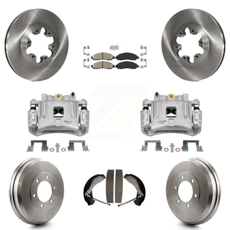 Front Rear Brake Caliper Rotors Drums Ceramic Pads Kit (8Pc) For Chevrolet Colorado GMC KC8-101453N